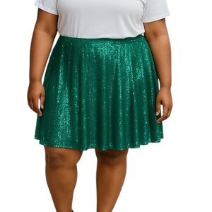 Addition Elle Sequin Mini Skirt Emerald Green
